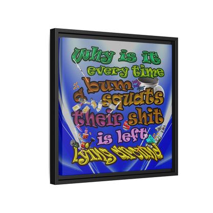 the bum's shit - framed canvas art (blue-white wave)