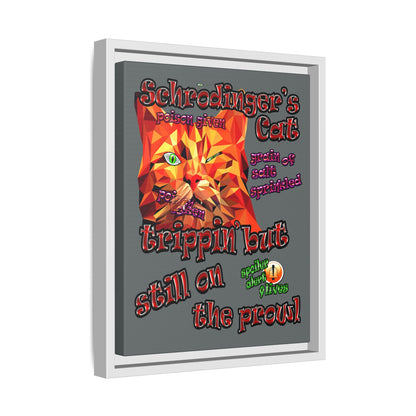 schrodinger's cat - framed canvas art (dark grey)