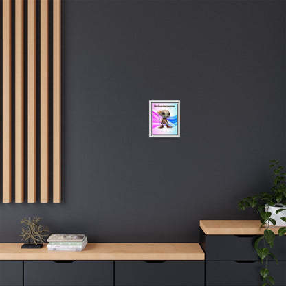 I don't care that your green - framed canvas art (light blue-pink wave)