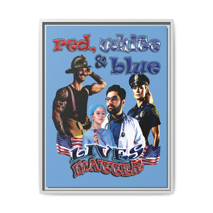 rw&b lives matter - framed canvas art (light blue)