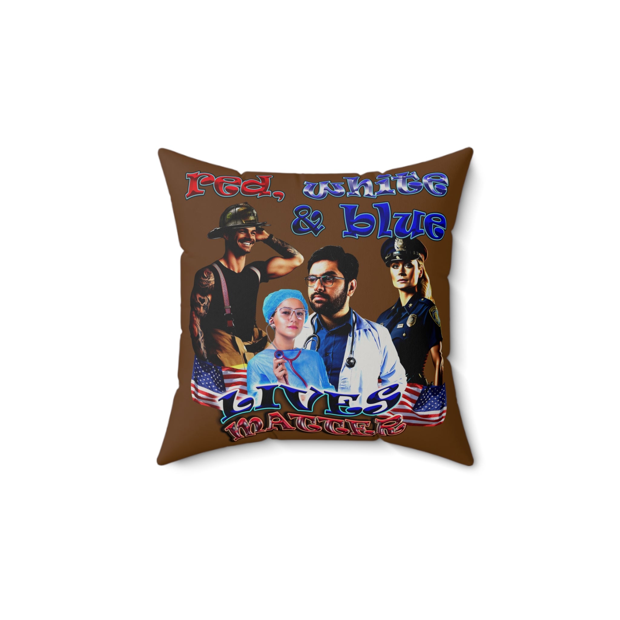 rw&b lives matter - Faux Suede Square Pillow - (brown)