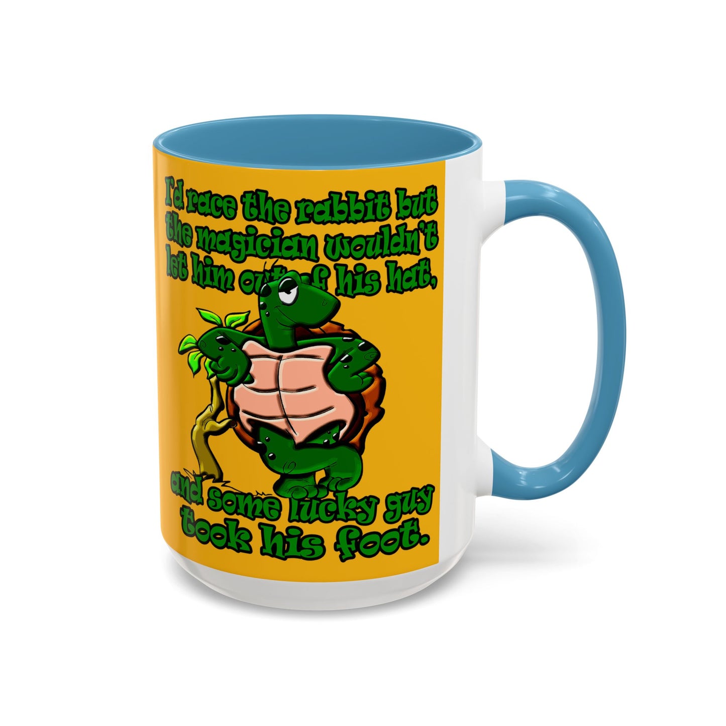 turtle race - Accent Mug (yellow)