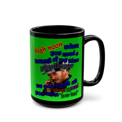 high noon - Black Mug (logo green)