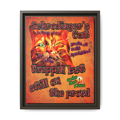 schrodinger's cat - framed canvas art (burnt orange)