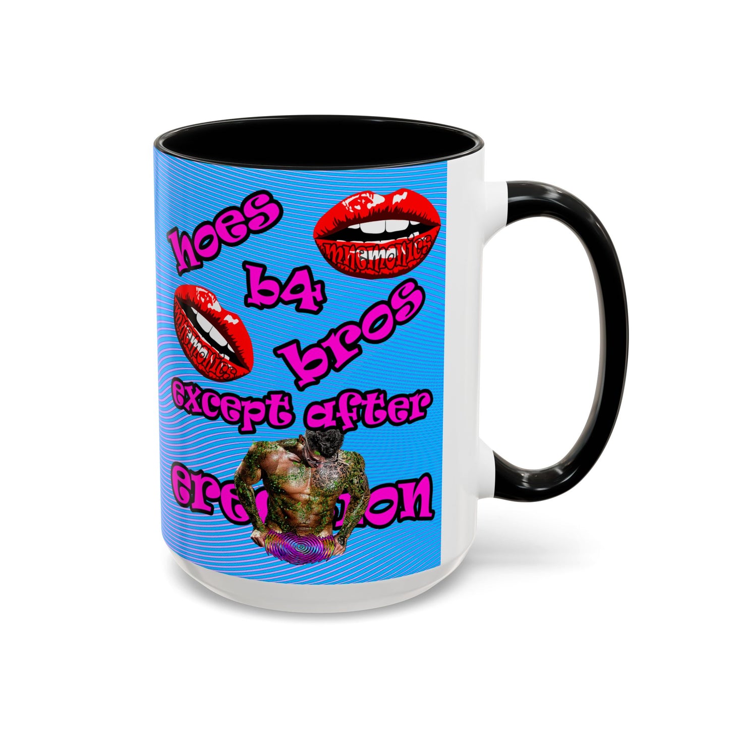 hoes b4 bros - Accent Mug (light blue-purple wave)