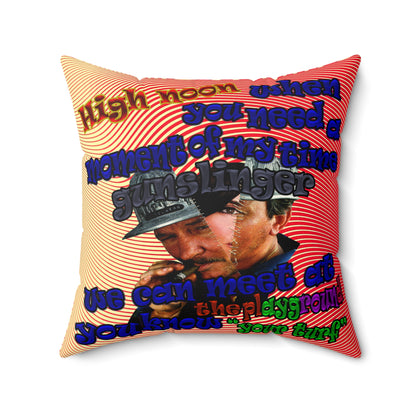 high noon - Faux Suede Square Pillow - (yellow-orange wave)