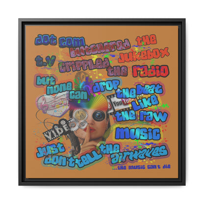 drop the beat - framed canvas art (light brown)