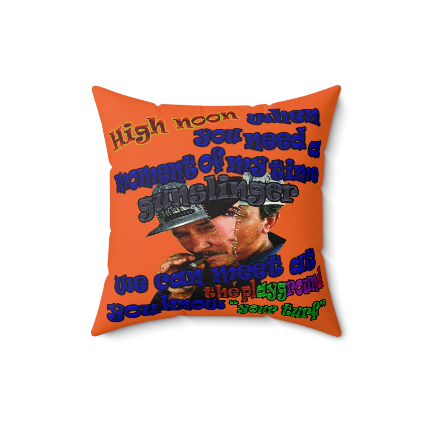 high noon - Faux Suede Square Pillow - (orange)