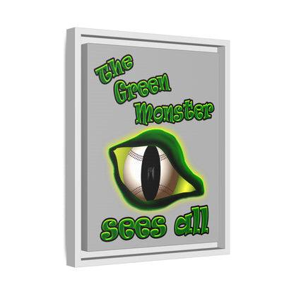 green monster - framed canvas art (light grey)