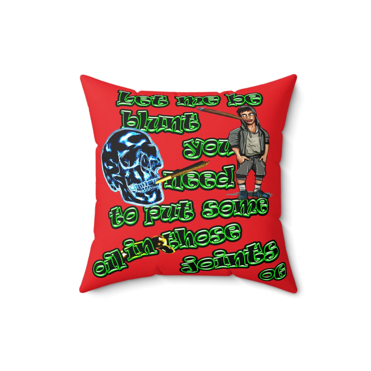 og - Faux Suede Square Pillow - (red)