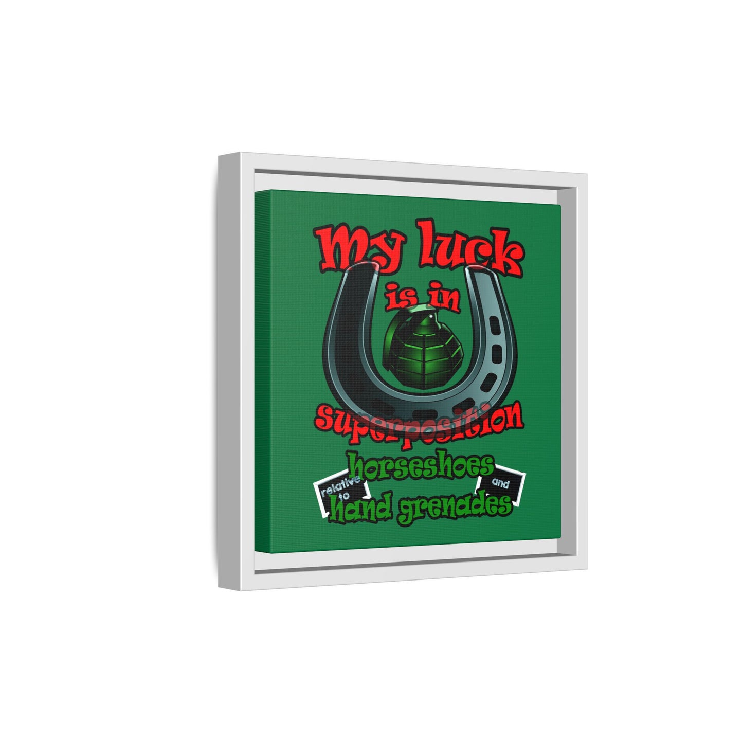 my luck - framed canvas art (dark green)