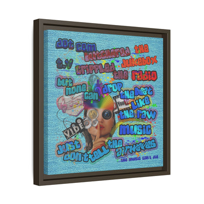 drop the beat - framed canvas art (faded blue)