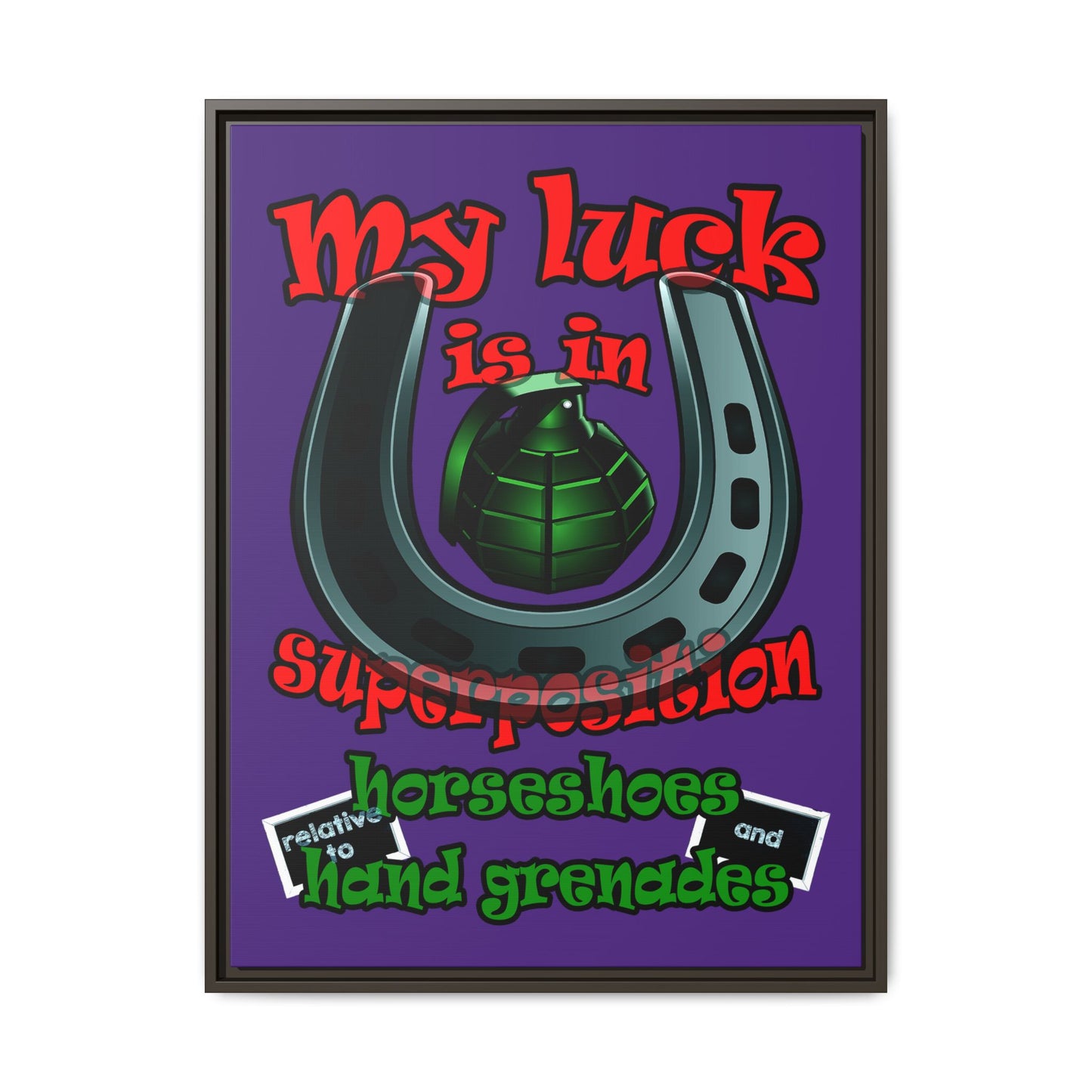 my luck - framed canvas art (purple)