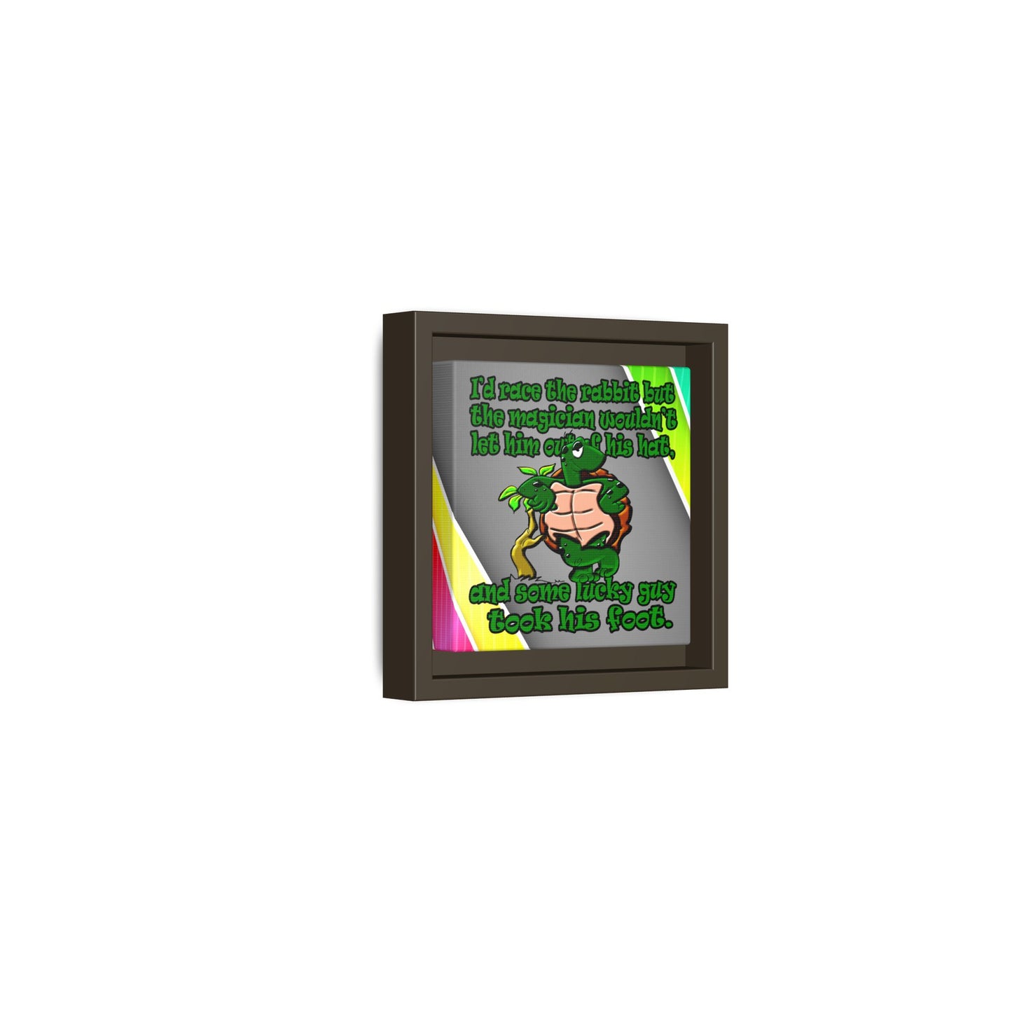 turtle race - framed canvas art (rainbow split)