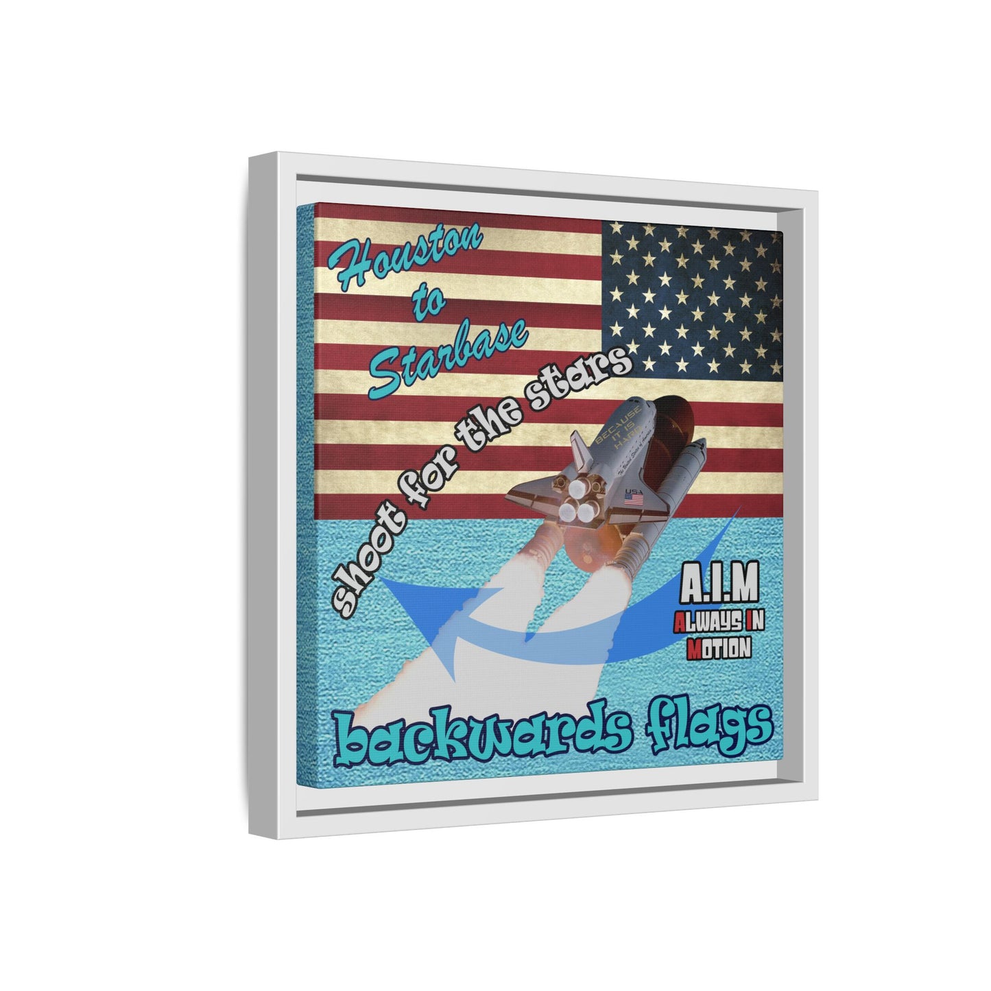 shoot for the stars - framed canvas art (faded blue)