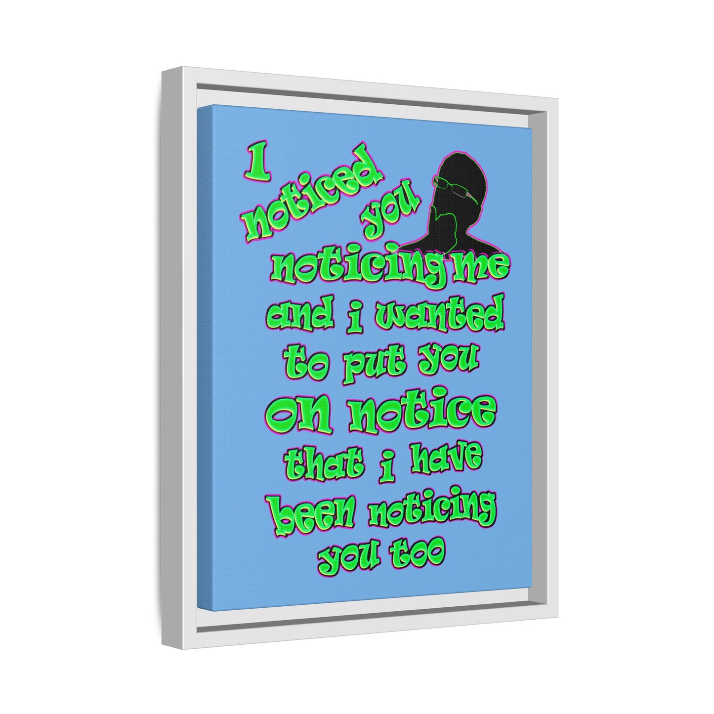 noticed you noticing - framed canvas art (light blue)