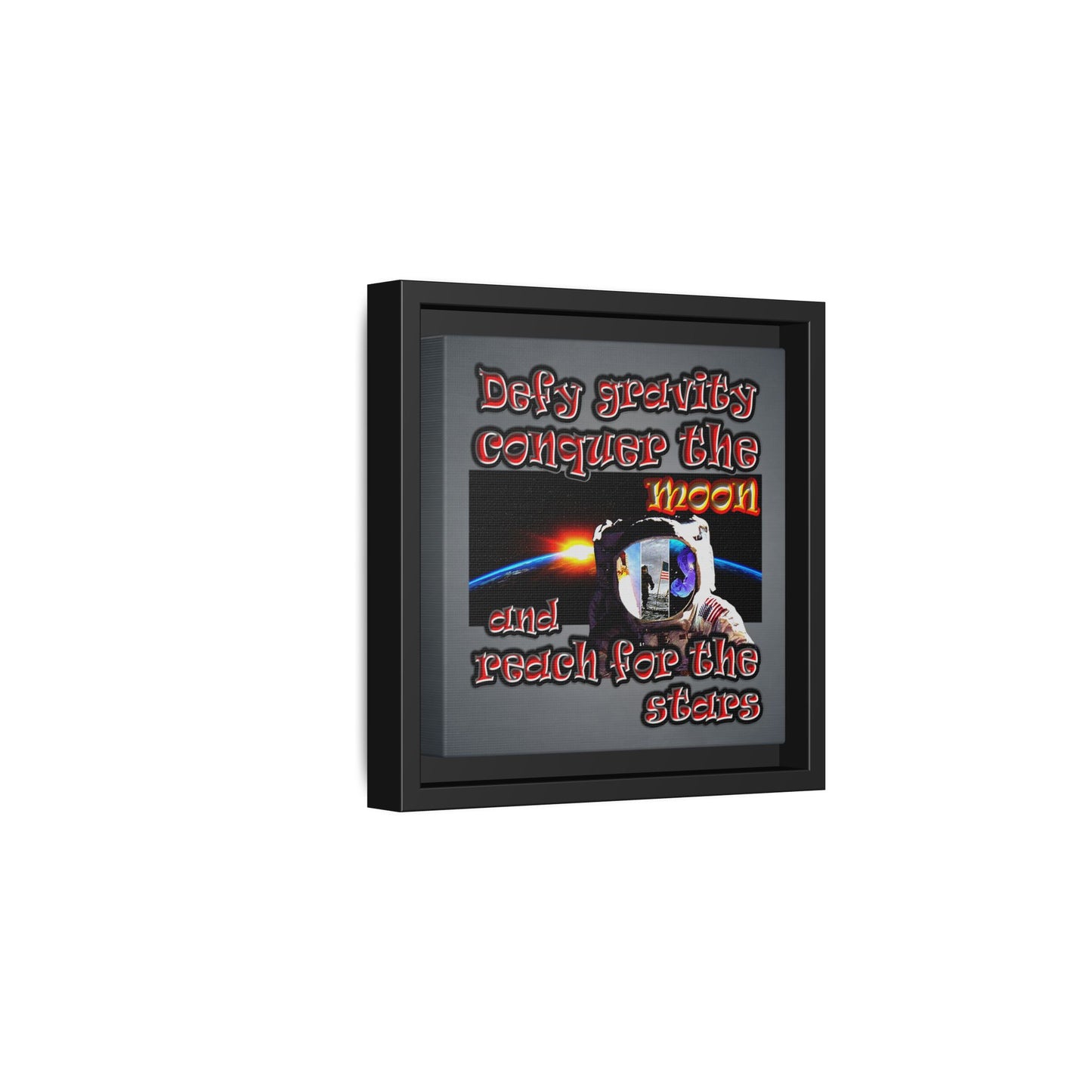 defy conquer reach - framed canvas art (grey-light grey)