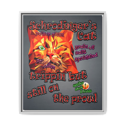 schrodinger's cat - framed canvas art (grey-light grey)