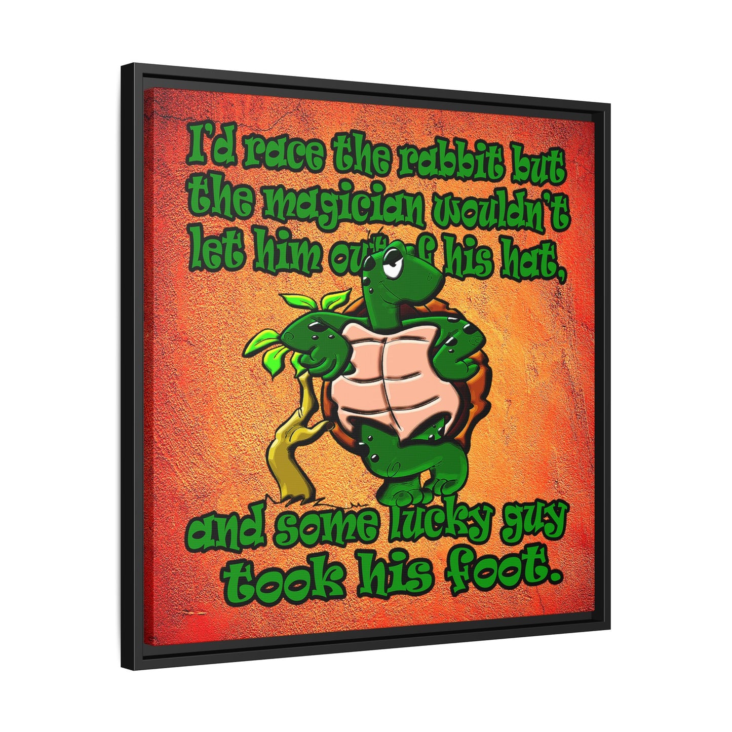 turtle race - framed canvas art (burnt orange)