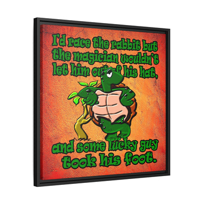 turtle race - framed canvas art (burnt orange)