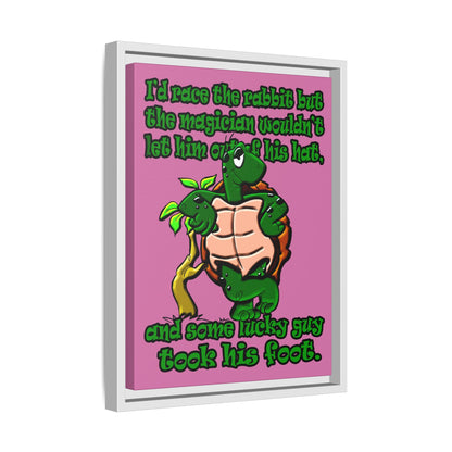 turtle race - framed canvas art (light pink)