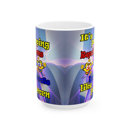 popping like popcorn - White Mug (grey-pink wave)