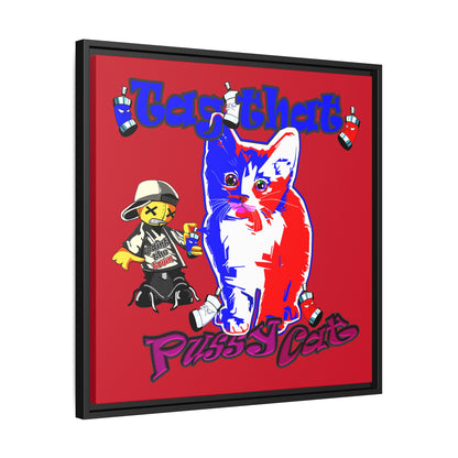 tag that - framed canvas art (dark red)