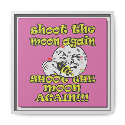shoot the moon again - framed canvas art (light pink)
