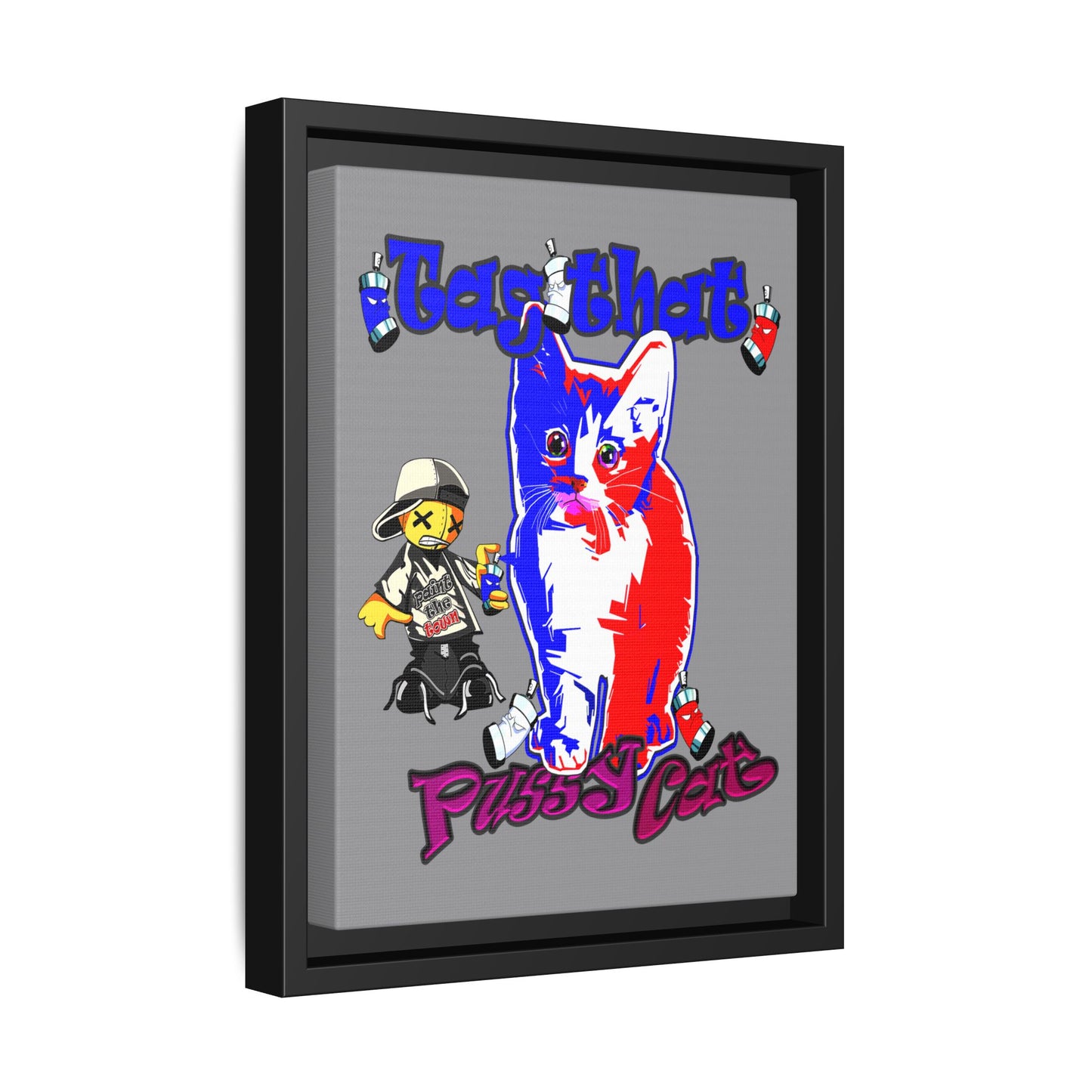 tag that - framed canvas art (grey)