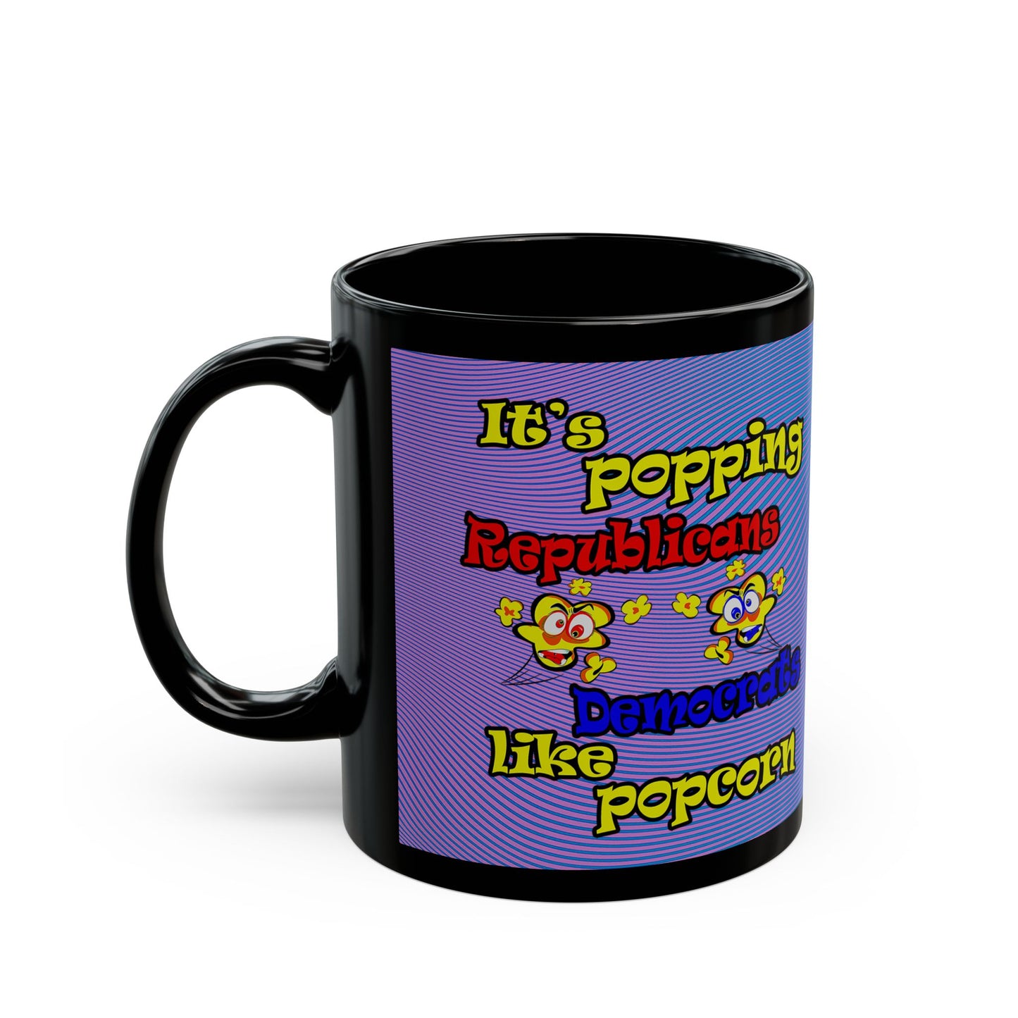 popping like popcorn - Black Mug (light blue-purple wave)