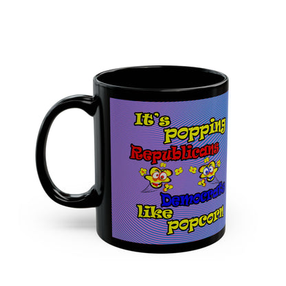 popping like popcorn - Black Mug (light blue-purple wave)