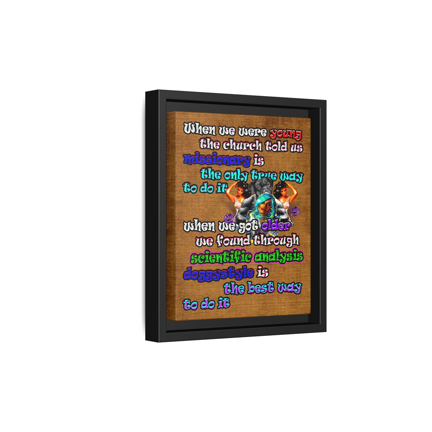 doggystyle - framed canvas art (brown papyrus)