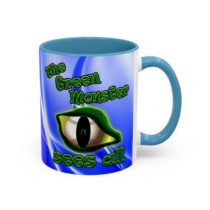 green monster - Accent Mug (blue-white wave)