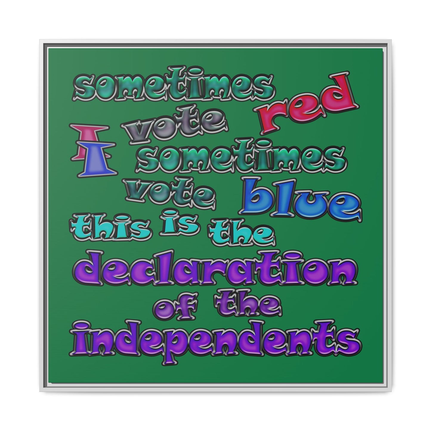 declaration of the independents - framed canvas art (dark green)
