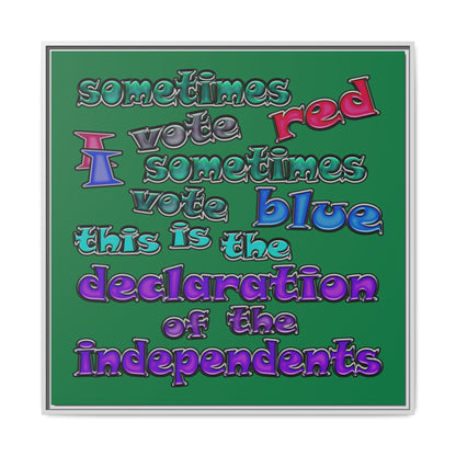 declaration of the independents - framed canvas art (dark green)