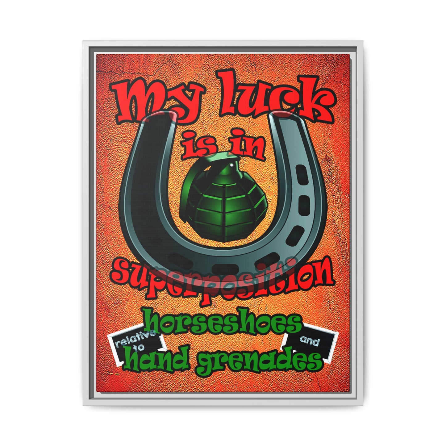 my luck - framed canvas art (burnt orange)
