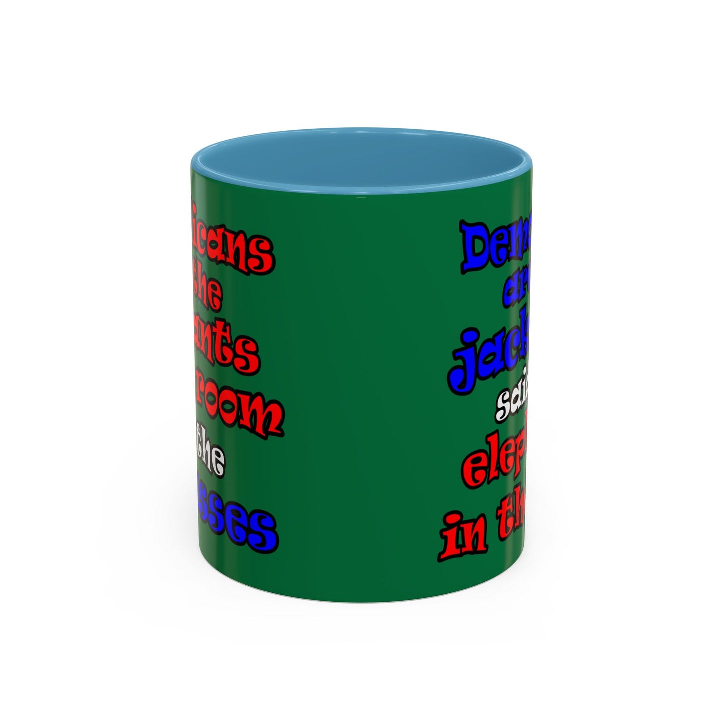 donkeys and elephants - Accent Mug (dark green)