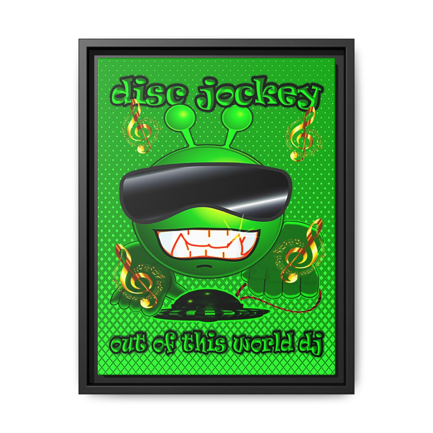 disc jockey - framed canvas art (logo green)