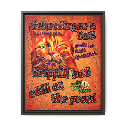 schrodinger's cat - framed canvas art (burnt orange)