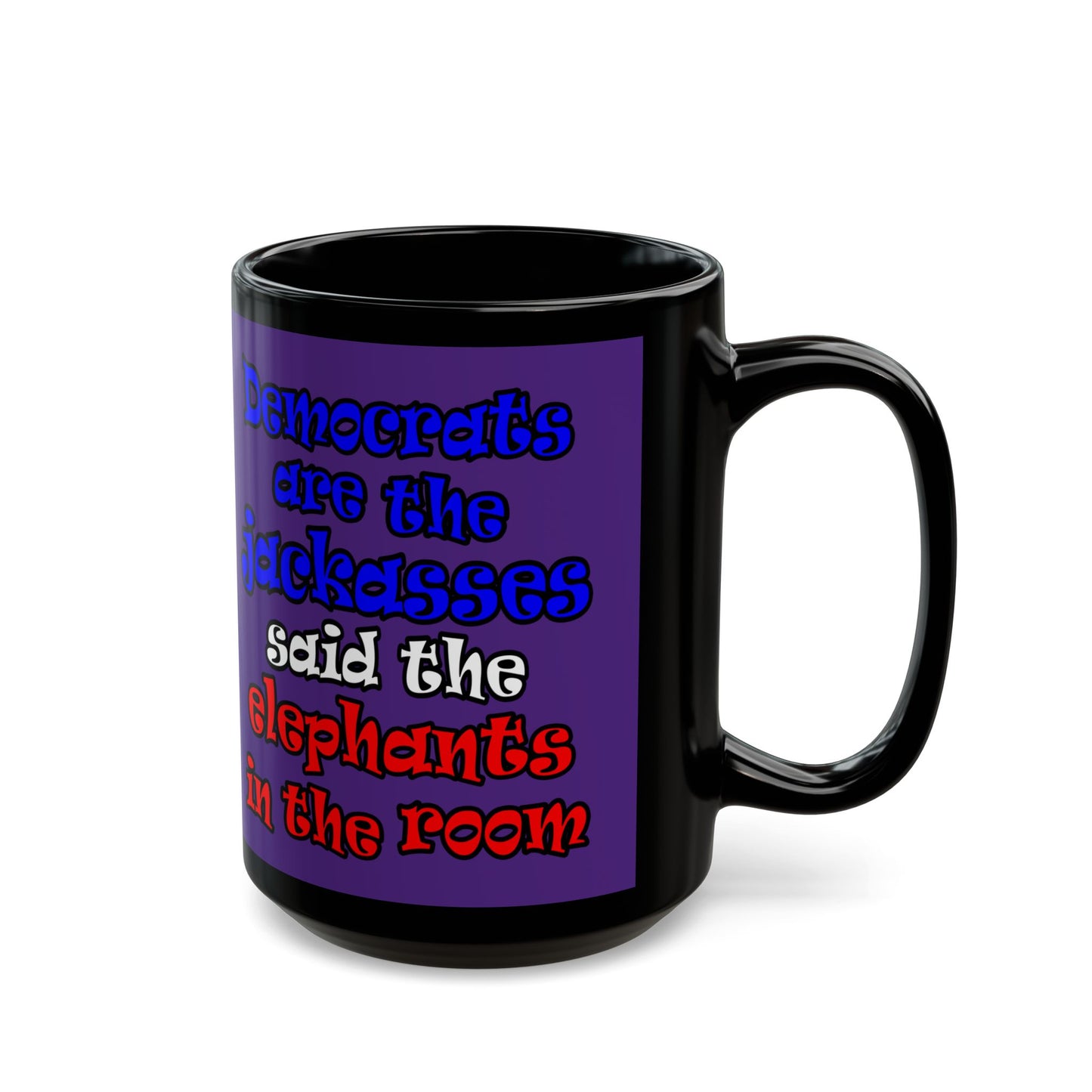 donkeys and elephants - Black Mug (purple)