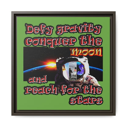 defy conquer reach - framed canvas art (green)