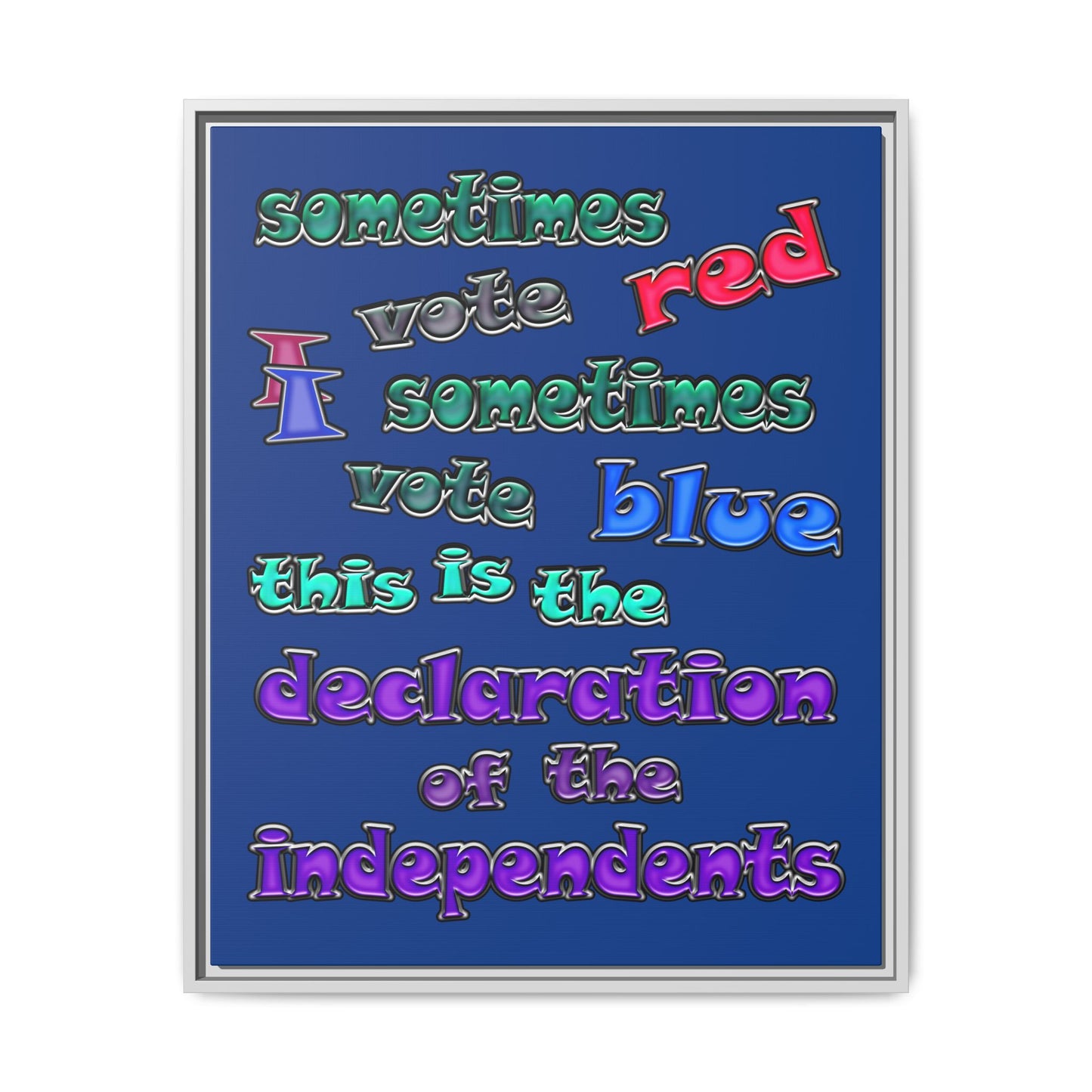 declaration of the independents - framed canvas art (dark blue)