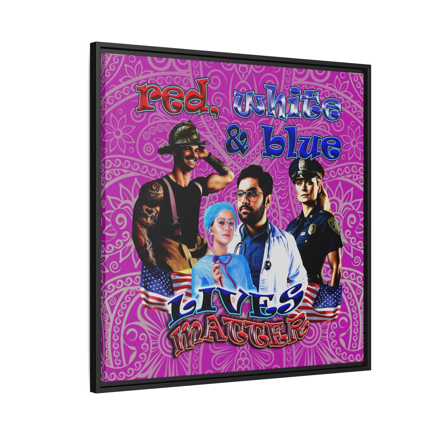 rw&b lives matter - framed canvas art (pink swirl)