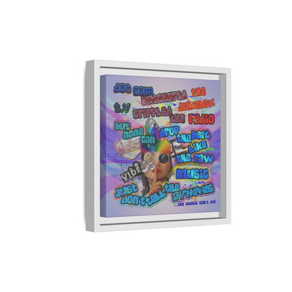 drop the beat - framed canvas art (light blue-pink wave)