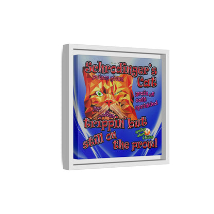 schrodinger's cat - framed canvas art (blue-white wave)