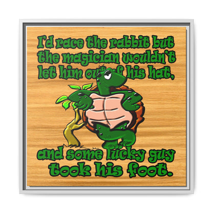 turtle race - framed canvas art (butterscotch wood finish)