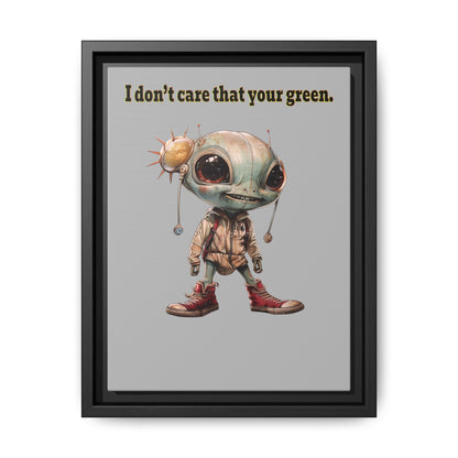 I don't care that your green - framed canvas art (light grey)