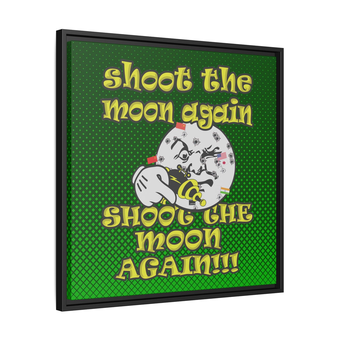 shoot the moon again - framed canvas art (logo green)