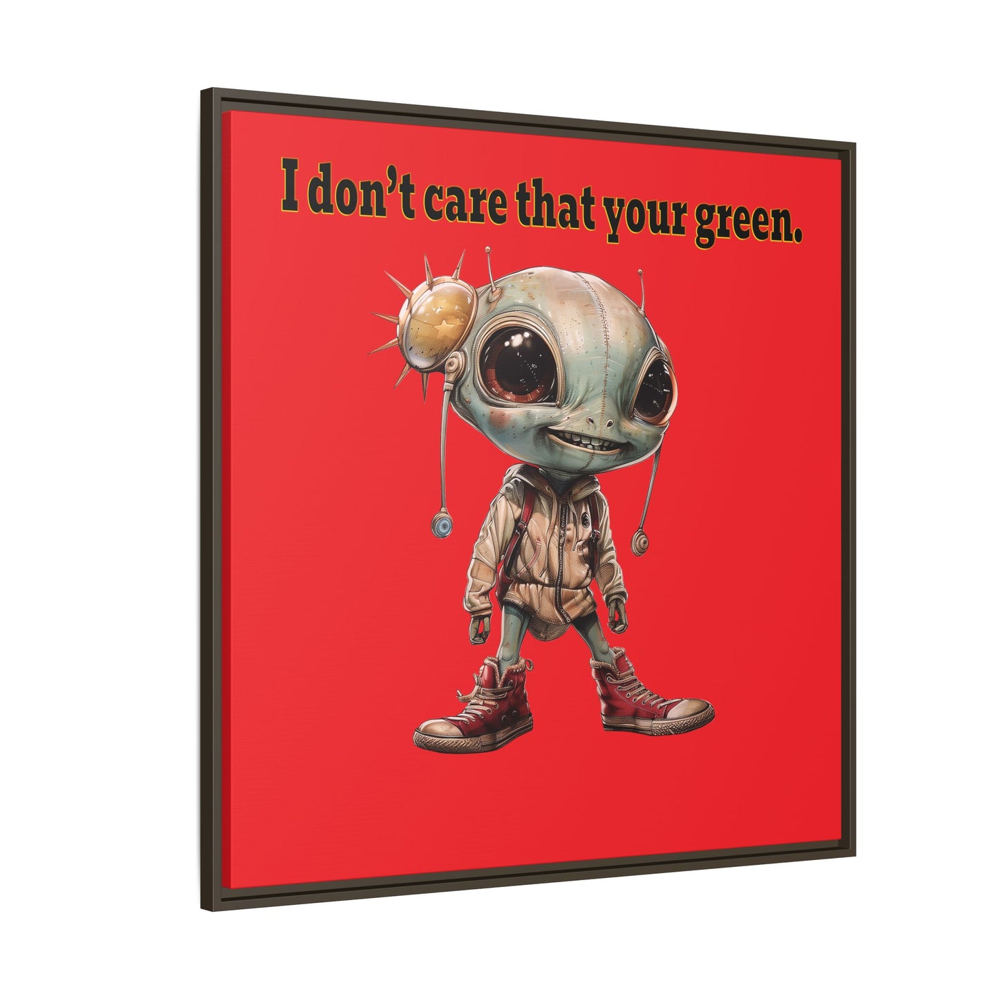 I don't care that your green - framed canvas art (red)
