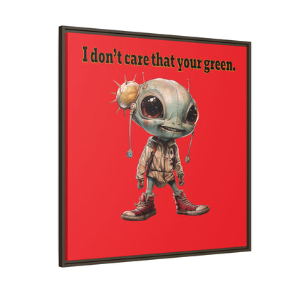 I don't care that your green - framed canvas art (red)